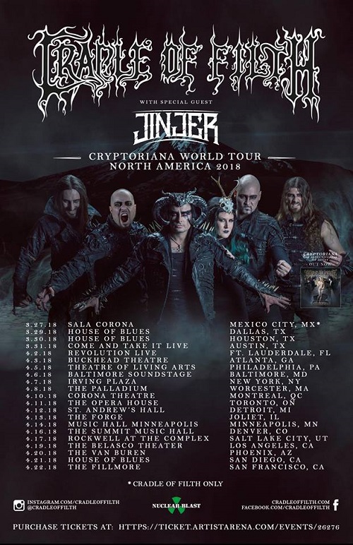 Cradle Of Filth announce North American tour with Jinjer MetalNerd
